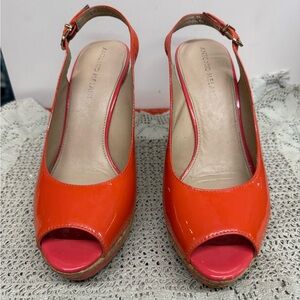 Antonio Melani Coral Slingback Wedge Peep-toe Heels Sz 7.5M